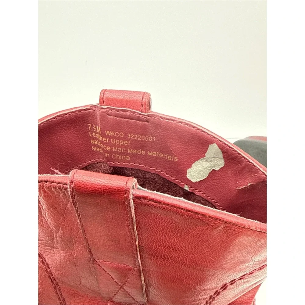 Red Western Cowgirl Ankle Boots Waco w/Buckle Franco Sarto Women Sz 7.5 READ Des